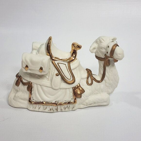 RAZ IMPORTS Nativity Holiday Bisque & Gold Camel Figure Replacement Figure - Picture 1 of 9